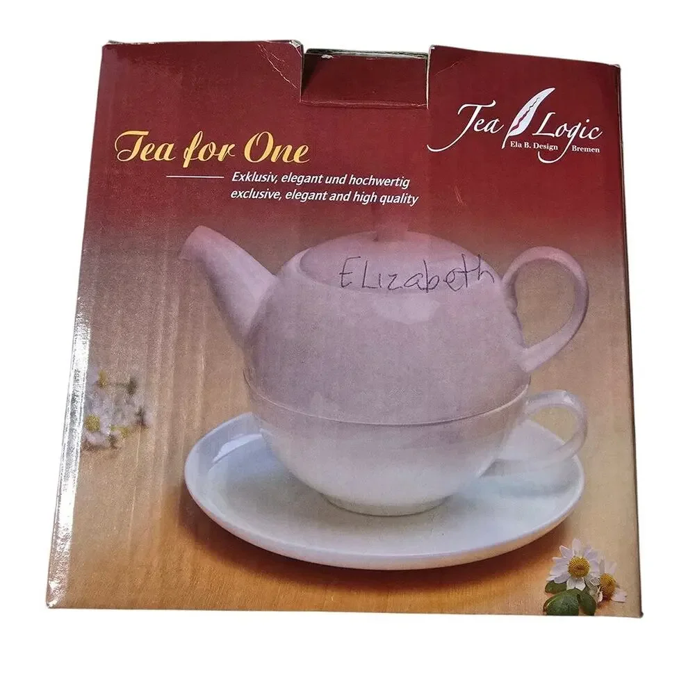 NWB Tea Logic Tea for One Floral Teapot Cup Saucer Set Blue Porcelain